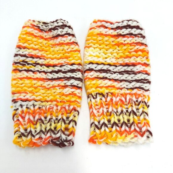 Handmade Loom Knit Fingerless Gloves Beanie Hat Toque Pompom Size Small Autumn - Picture 16 of 16